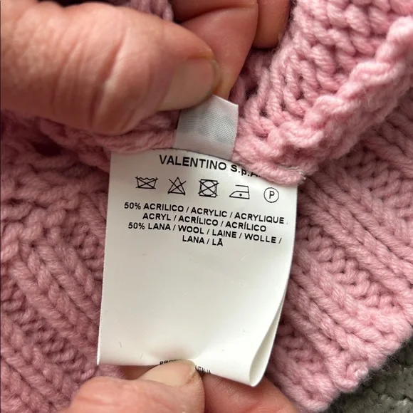 Red Valentino Pink Open-Knit Wool Blend Sweater Size M Made in Italy - Picture 10 of 11